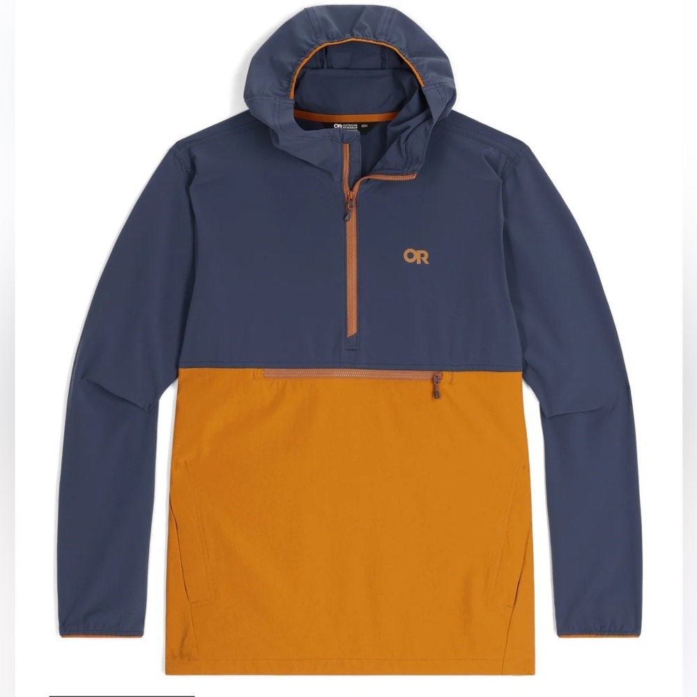 Outdoor Research M's Ferrosi Anorak Windbreaker Hoodie Orange & Blue XXL